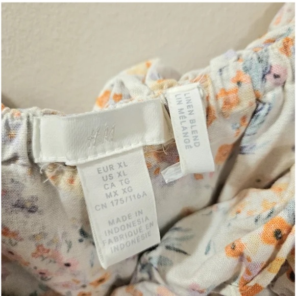 H&M - Flounce Trimmed Linen Floral Print Dress - Size XL - Picture 10 of 13
